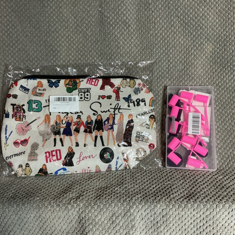 Taylor Swift Era BUNDLE Makeup Bag & Straw Covers Set Of 10 Plus Tattoos! NEW - Picture 2 of 9